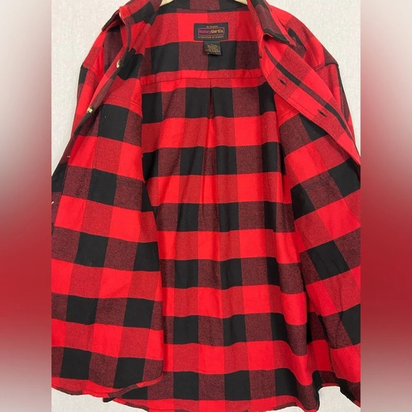 Hickory Shirt Co. Buffalo lumberjack red black plaid button flannel shirt Sz  L - Picture 6 of 13